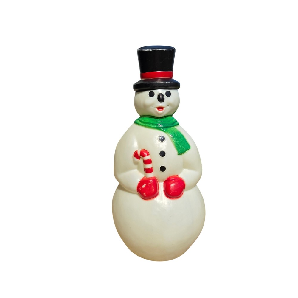 Vtg Empire Blow Mold Snowman Candy Cane 33" Christmas Light Up Decor USA READ